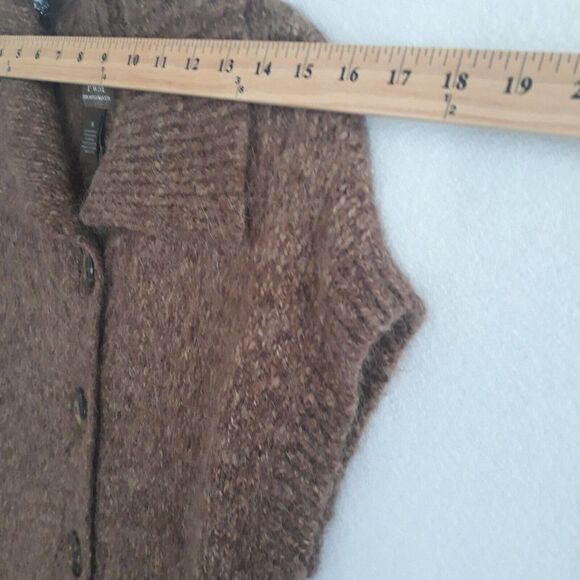 Fenn Wright Mansion Alpaca Wool Sweater Womens Med Brown Button Up Longline Shor - Picture 6 of 9